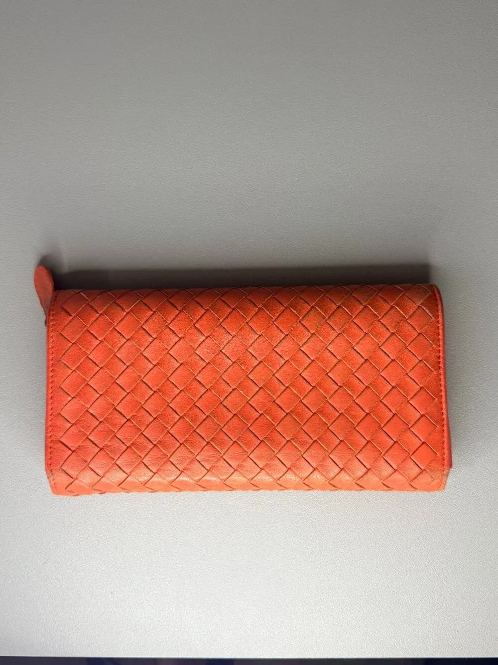 PROJECT Bottega Venetta Intrecciato Coral Leather Long Wallet